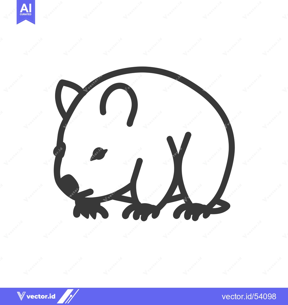 Premium Vector of Line Art Illustration of a Sitting Hamster