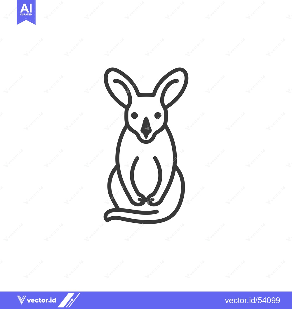 Premium Vector of Line Art Illustration of a Sitting Jerboa