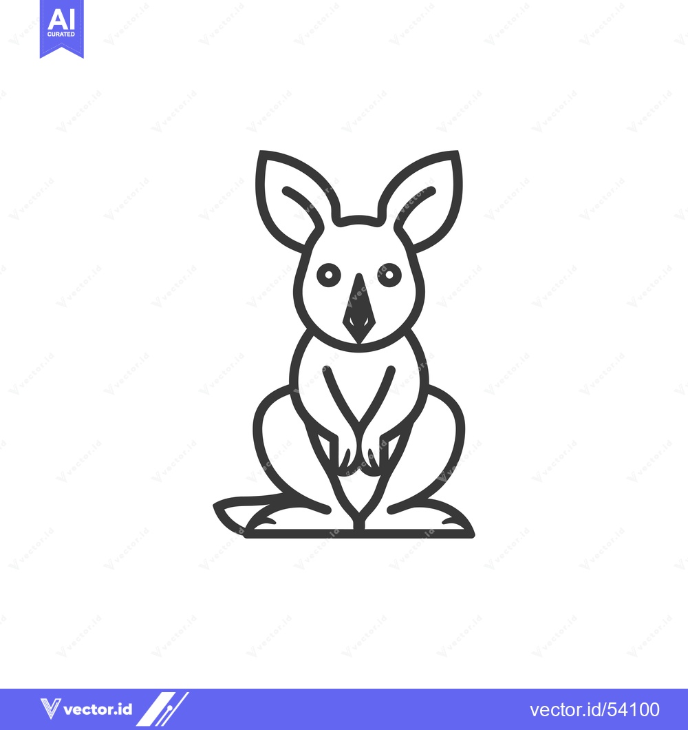 Premium Vector dari Line art illustration of a sitting kangaroo