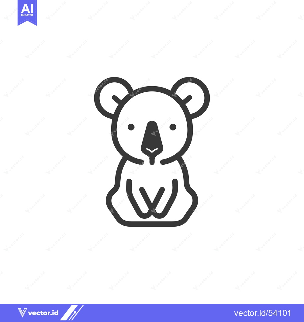 Premium Vector of Line Art Illustration of a Sitting Koala