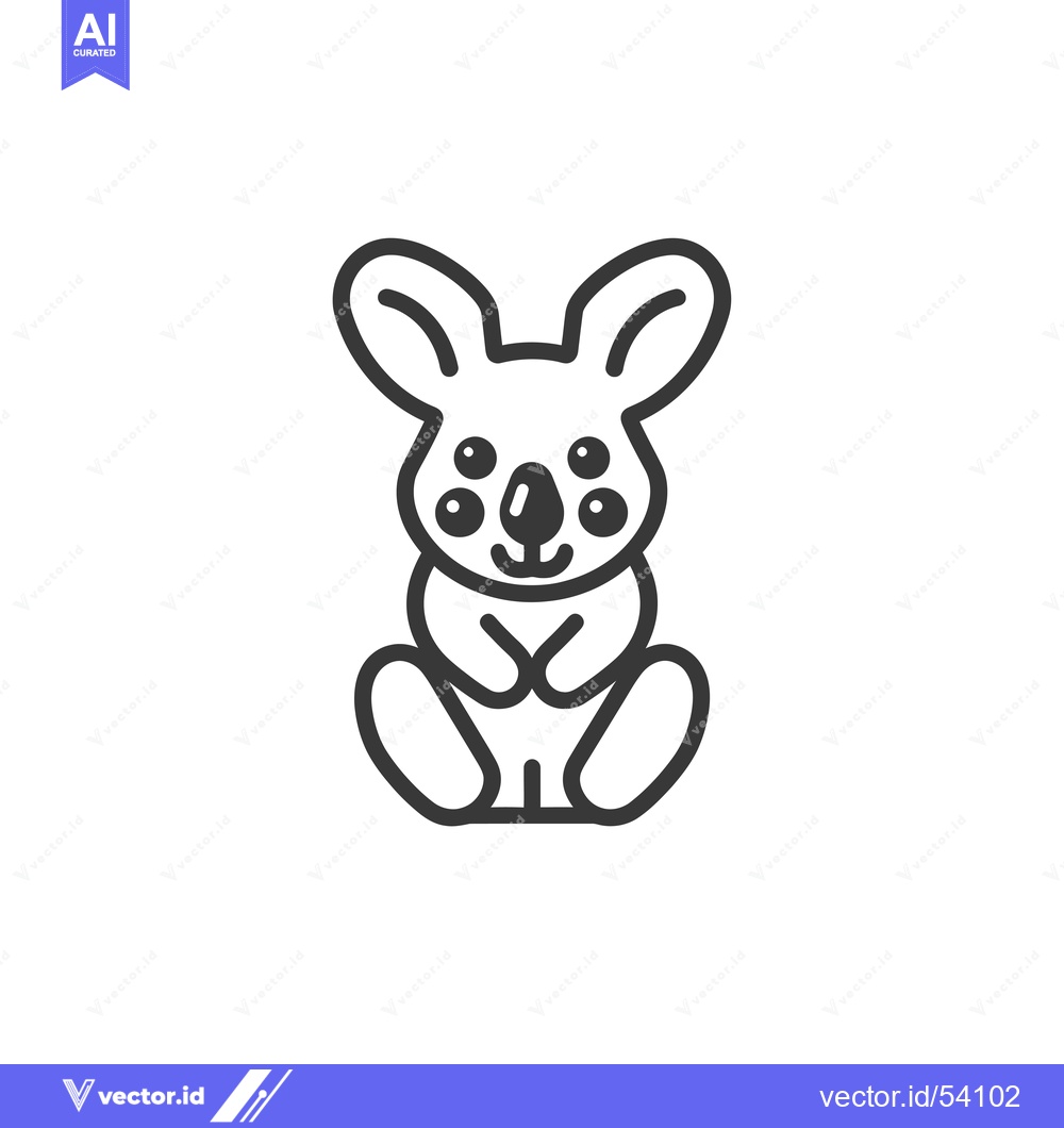 Premium Vector of Line Art Illustration of a Sitting Koala with Big Eyes