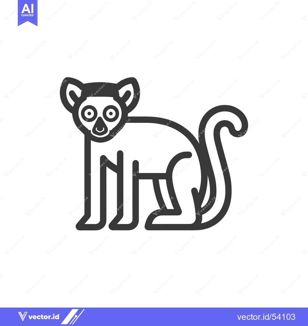 Premium Vector dari Line Art Illustration of a Sitting Lemur