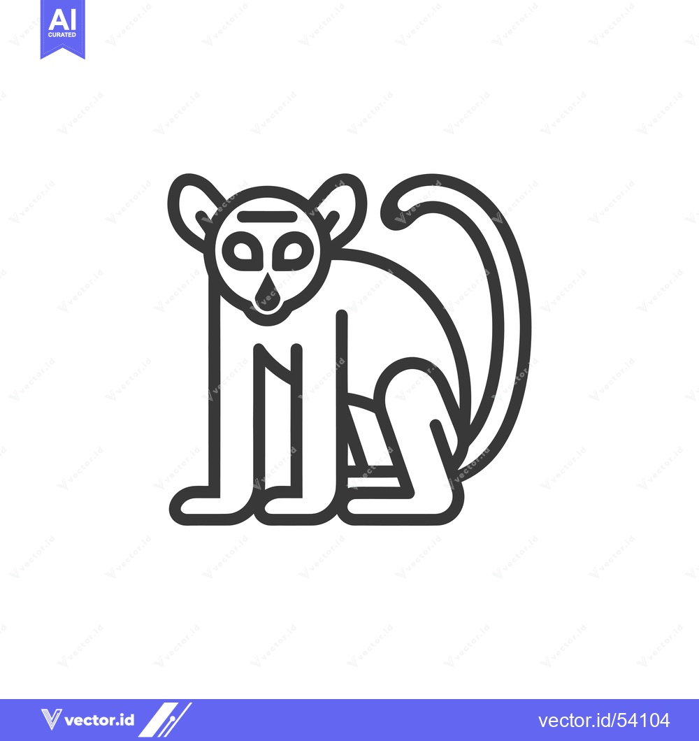 Premium Vector dari Line Art Illustration of a Sitting Lemur