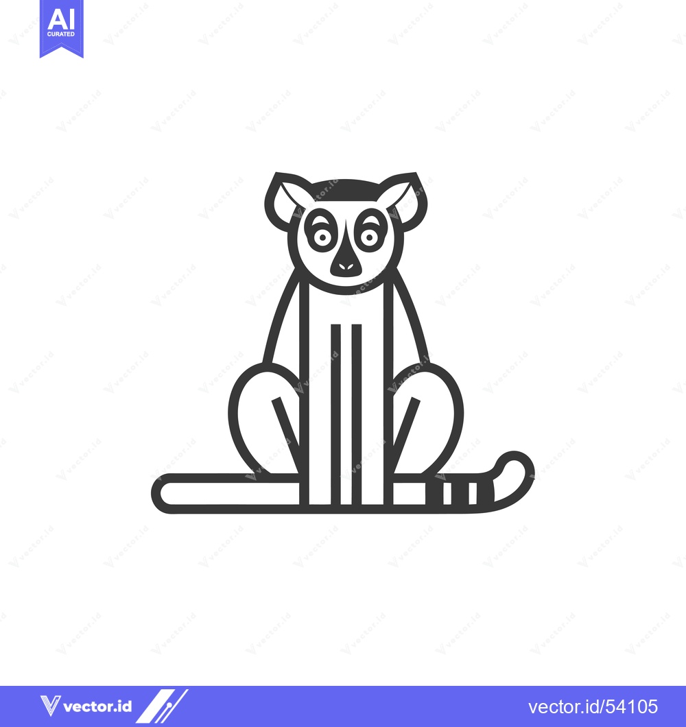 Premium Vector dari Line Art Illustration of a Sitting Lemur