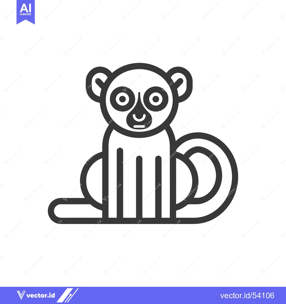 Premium Vector dari Line Art Illustration of a Sitting Lemur