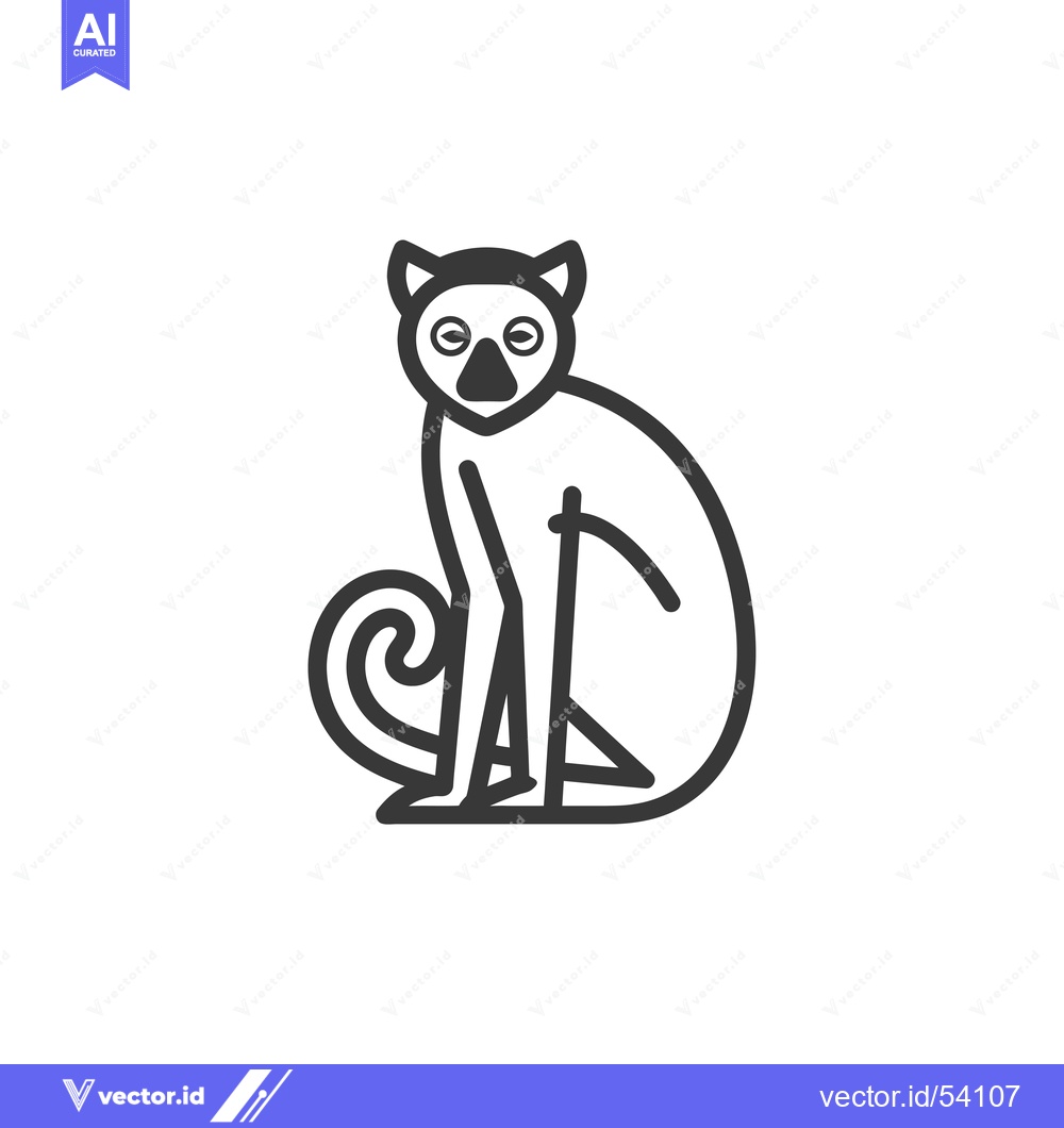 Premium Vector dari Line Art Illustration of a Sitting Lemur