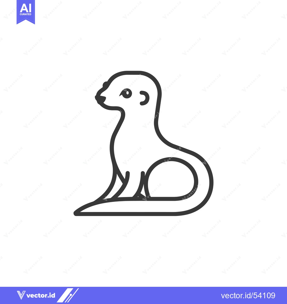 Premium Vector dari Line art illustration of a sitting meerkat