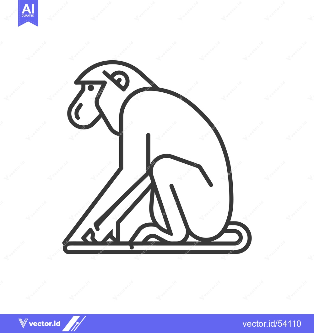 Premium Vector of Line Art Illustration of a Sitting Monkey