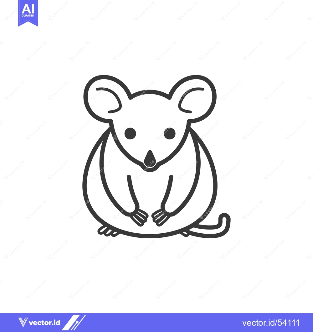 Premium Vector dari Line Art Illustration of a Sitting Mouse