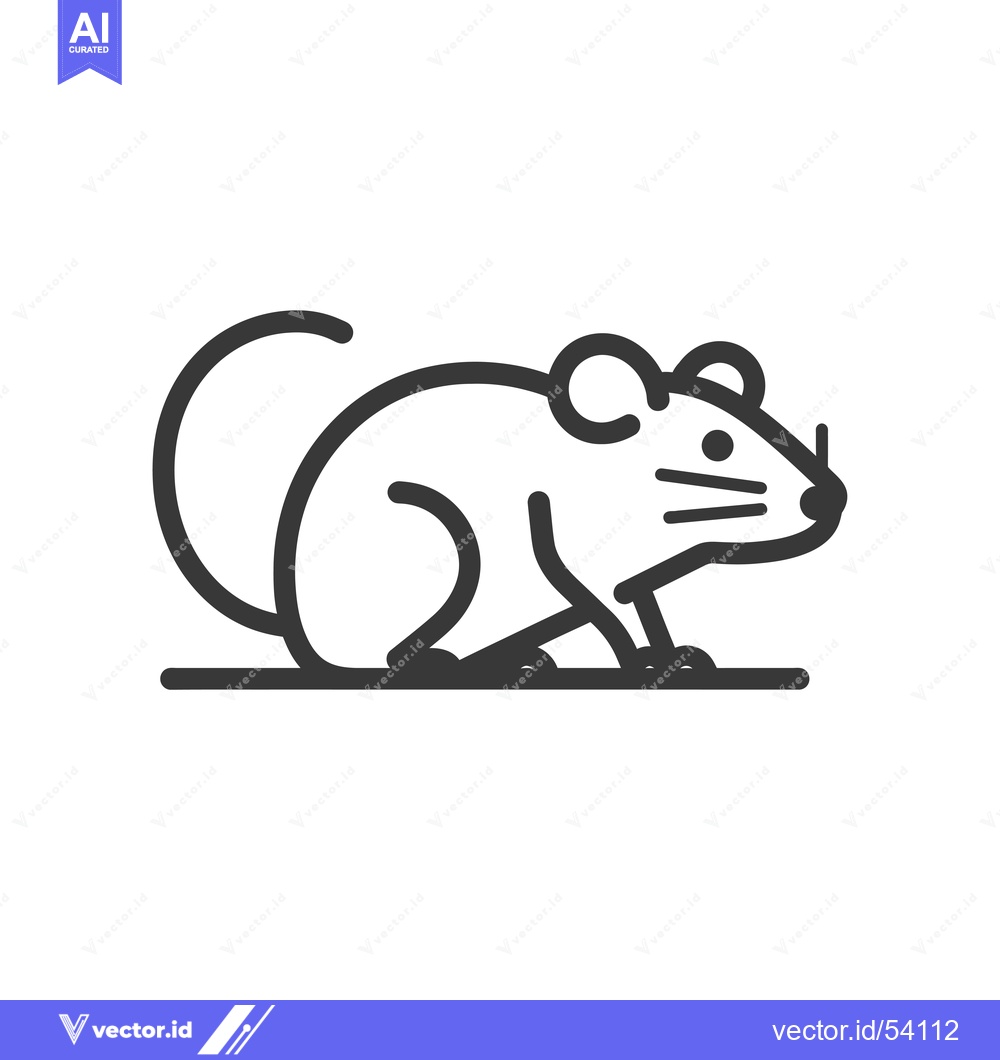 Premium Vector of Line Art Illustration of a Sitting Mouse