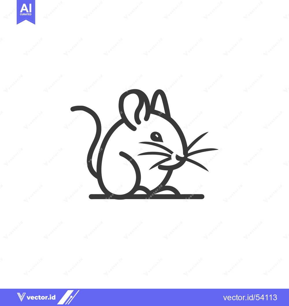 Premium Vector of Line Art Illustration of a Sitting Mouse