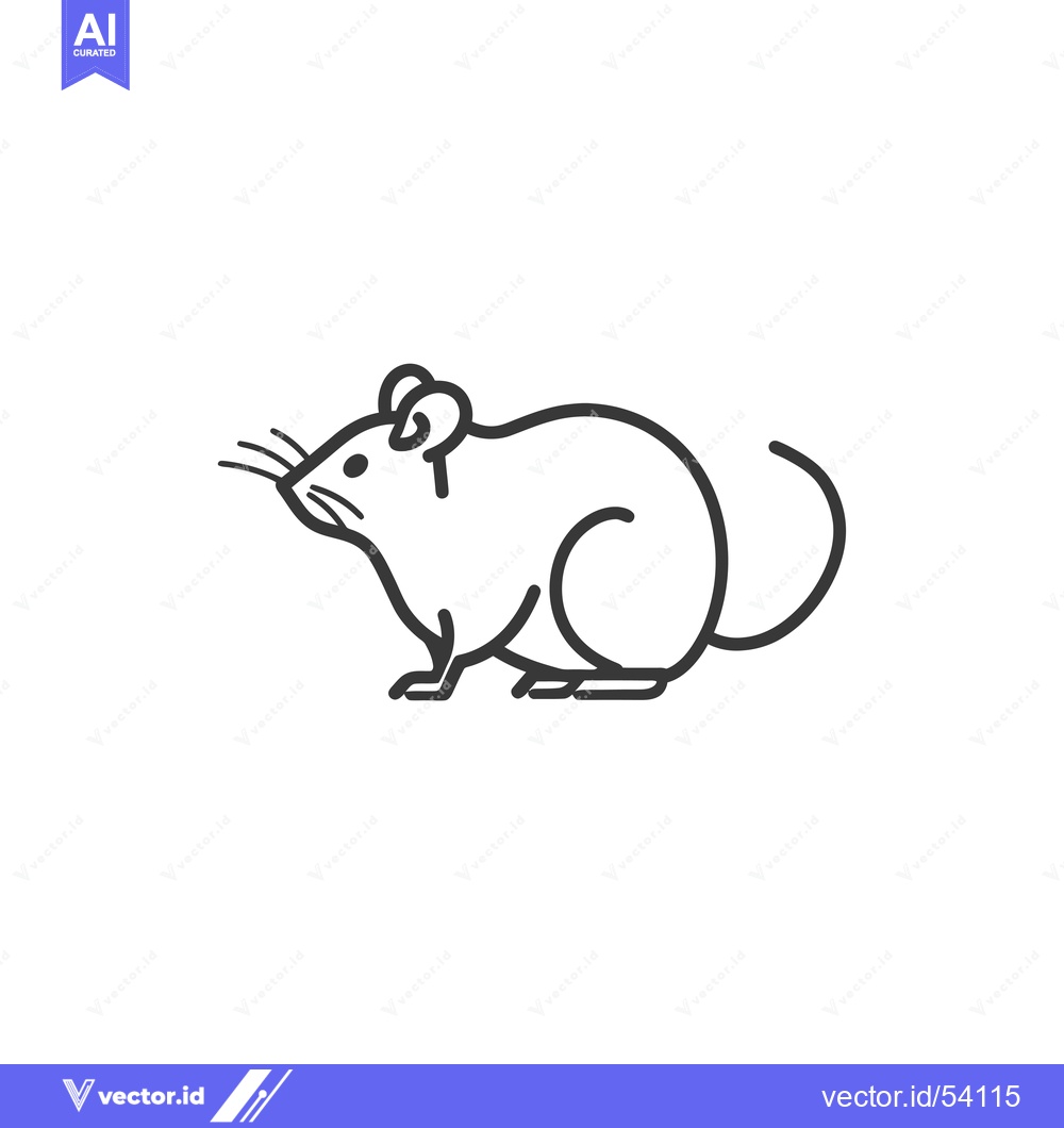 Premium Vector of Line Art Illustration of a Sitting Mouse