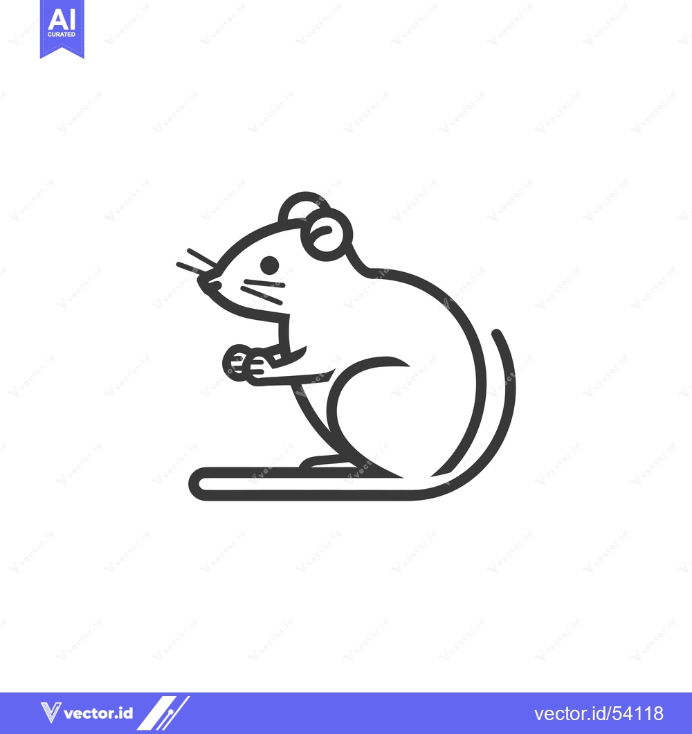 Premium Vector of Line art illustration of a sitting mouse