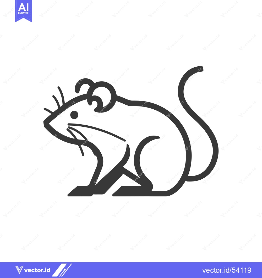 Premium Vector of Line Art Illustration of a Sitting Mouse