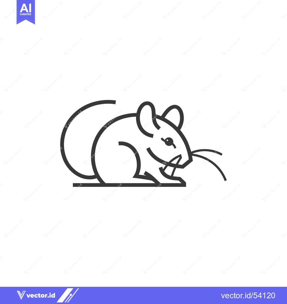 Premium Vector dari Line Art Illustration of a Sitting Mouse with a Curved Tail