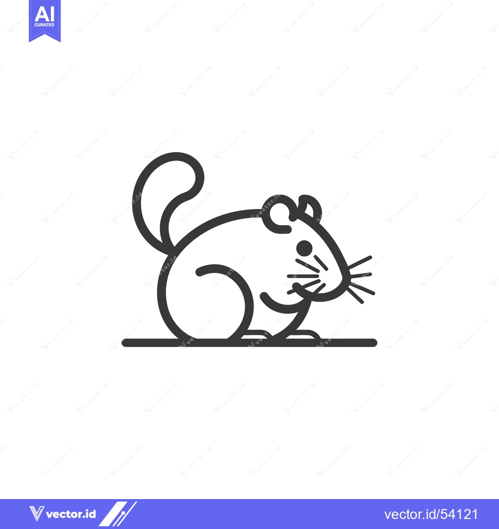 Premium Vector dari Line Art Illustration of a Sitting Mouse with a Long Tail