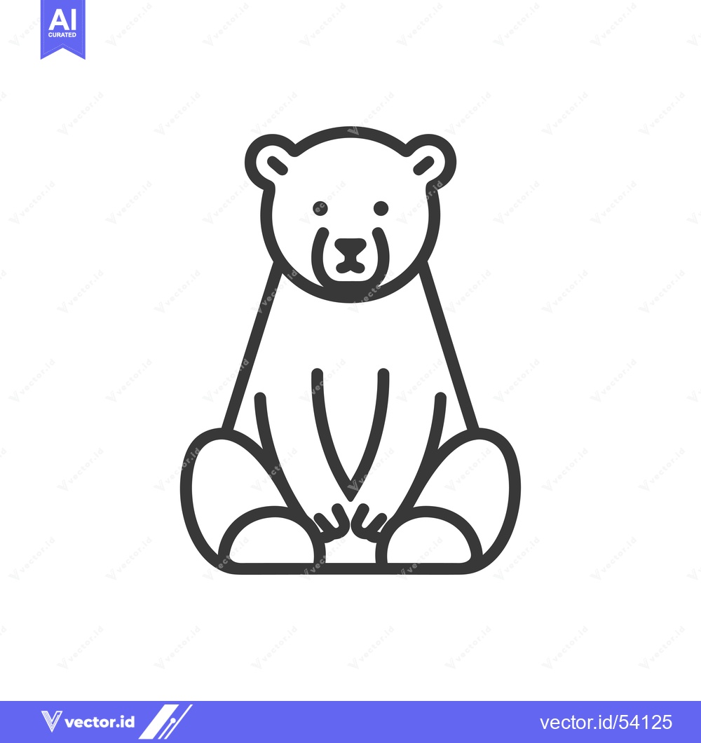 Premium Vector dari Line Art Illustration of a Sitting Polar Bear