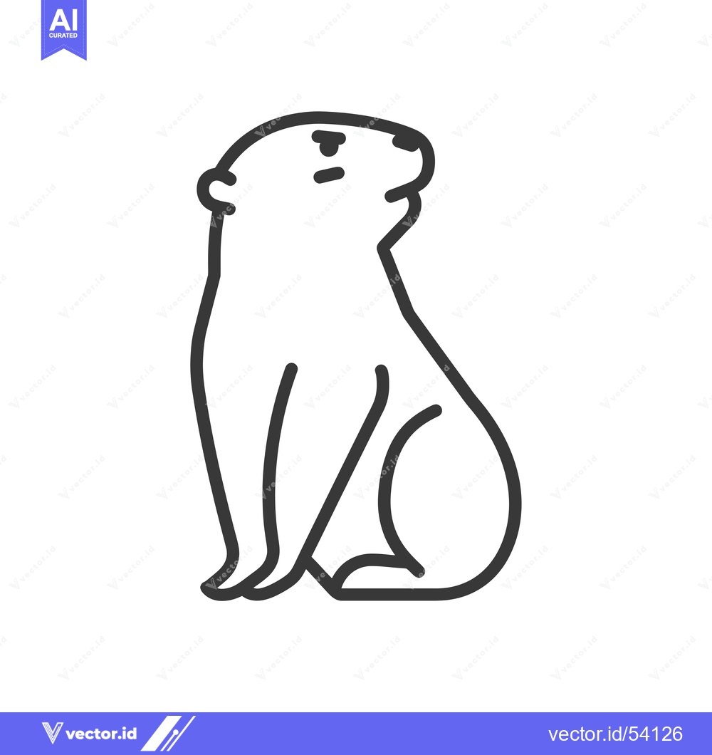 Premium Vector of Line Art Illustration of a Sitting Polar Bear