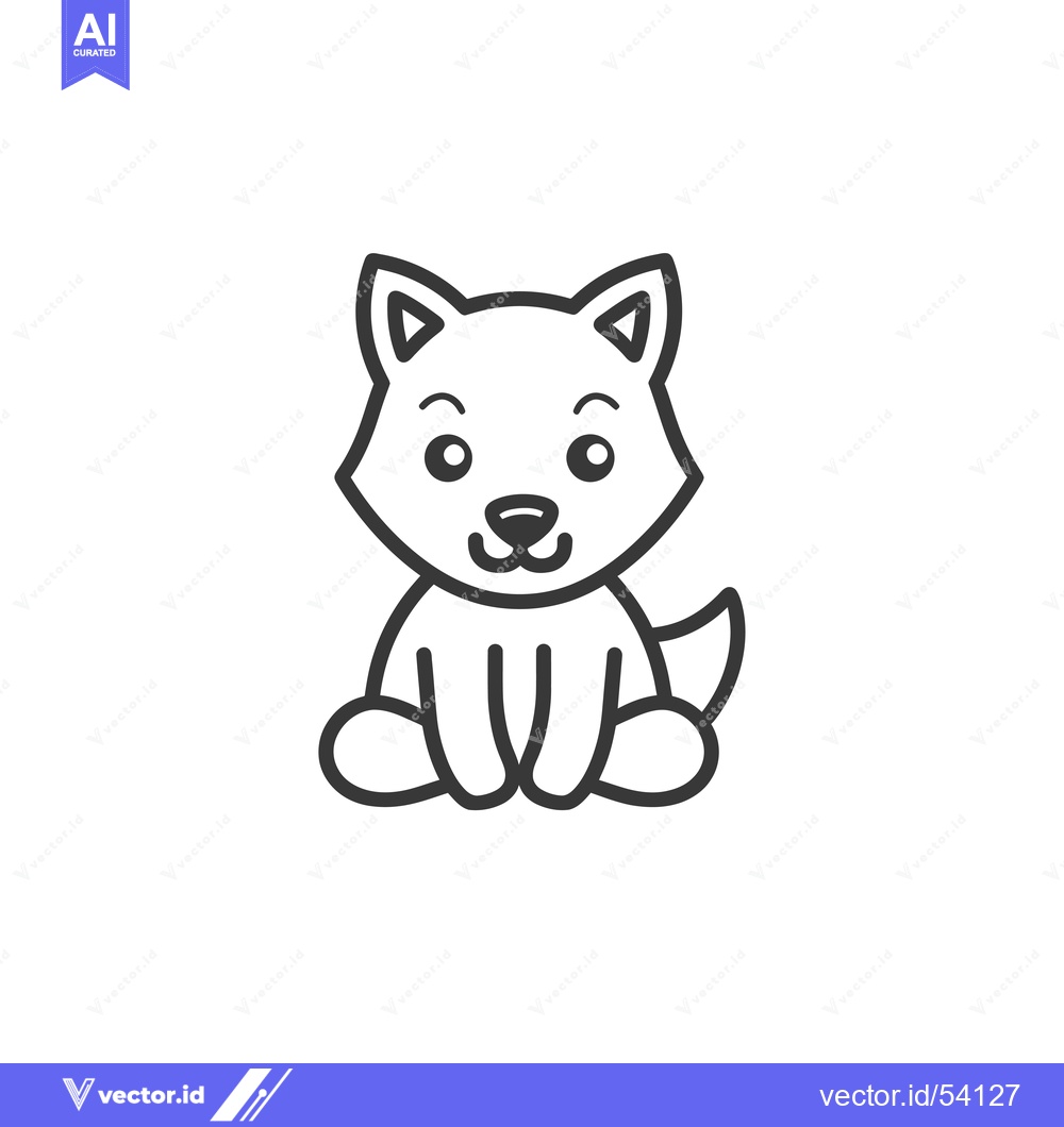 Premium Vector dari Line Art Illustration of a Sitting Puppy