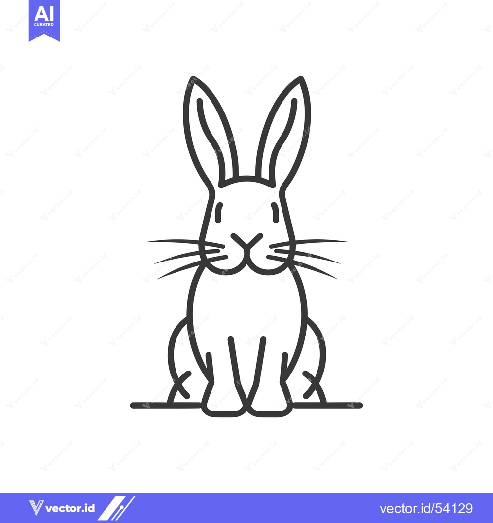 Premium Vector dari Line Art Illustration of a Sitting Rabbit