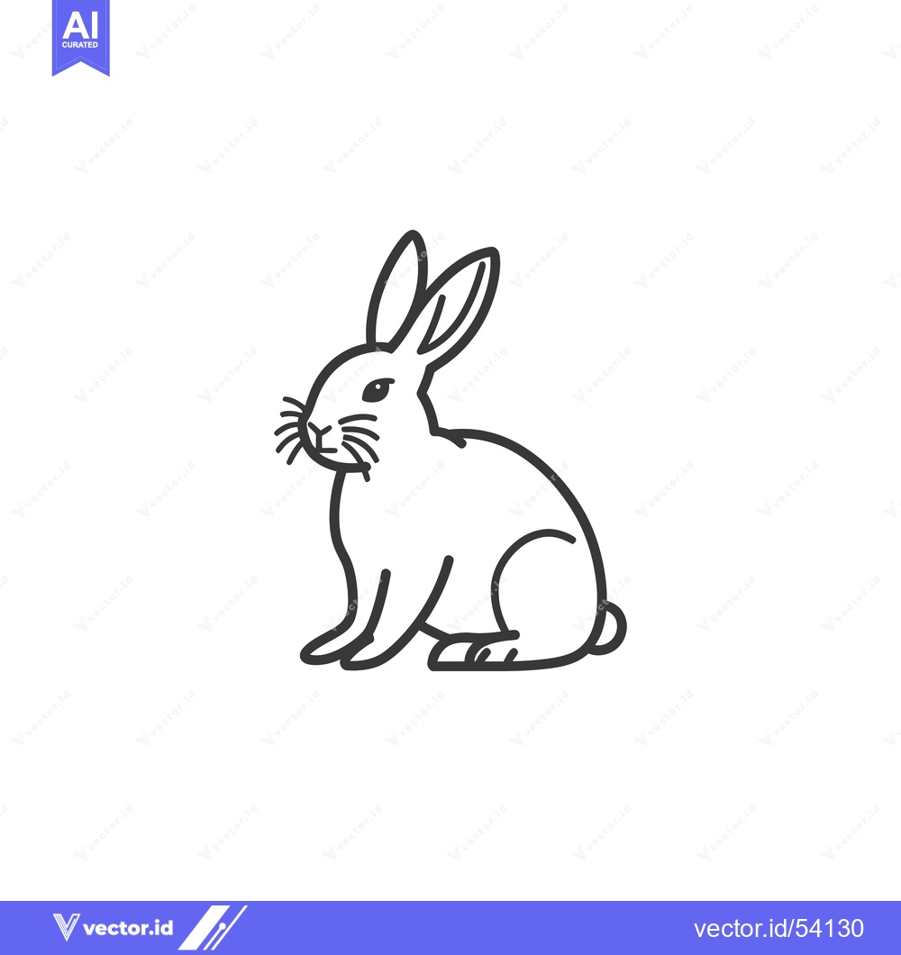 Premium Vector dari Line Art Illustration of a Sitting Rabbit