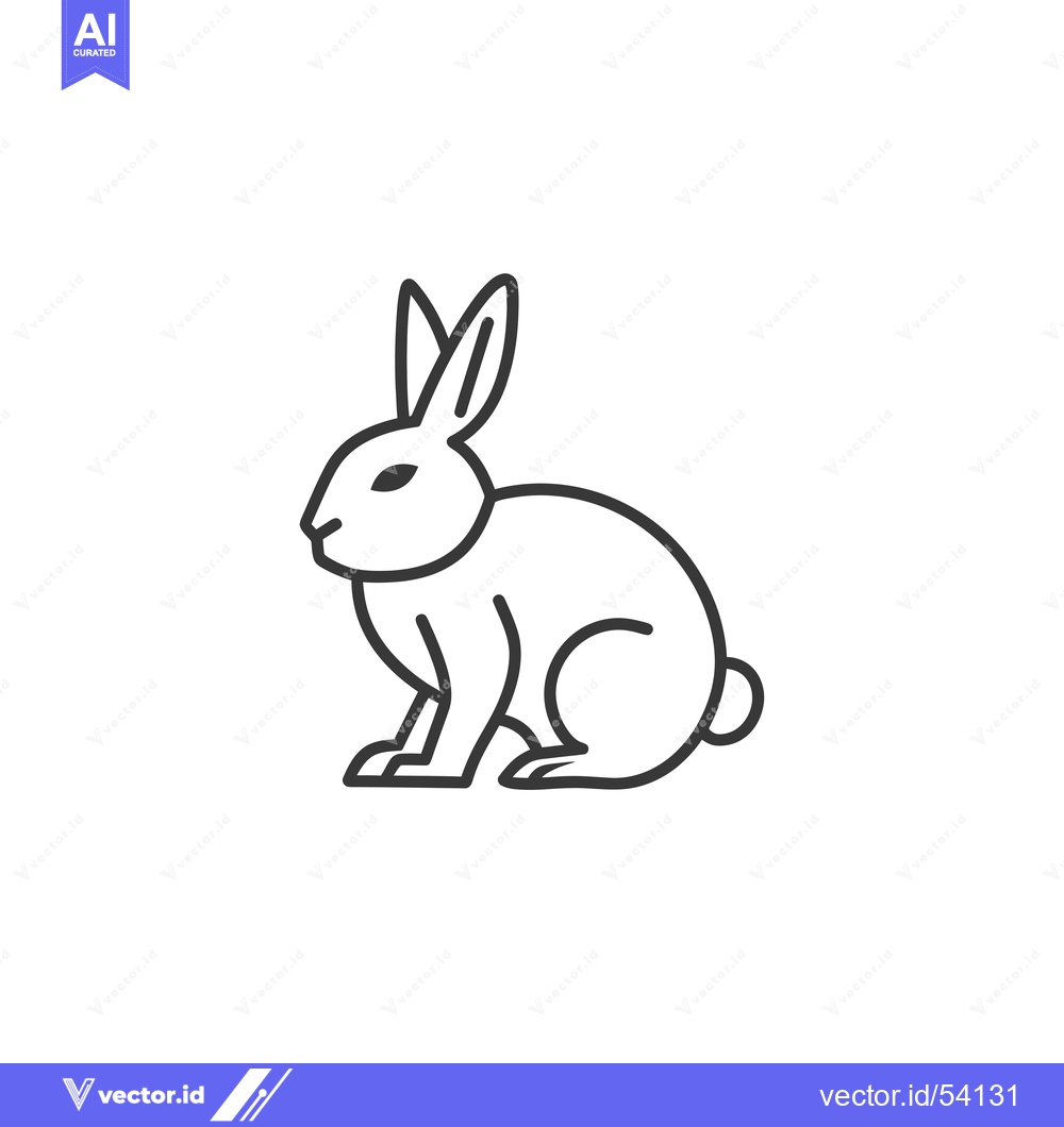 Premium Vector dari Line Art Illustration of a Sitting Rabbit