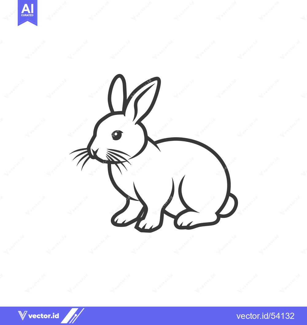 Premium Vector of Line Art Illustration of a Sitting Rabbit