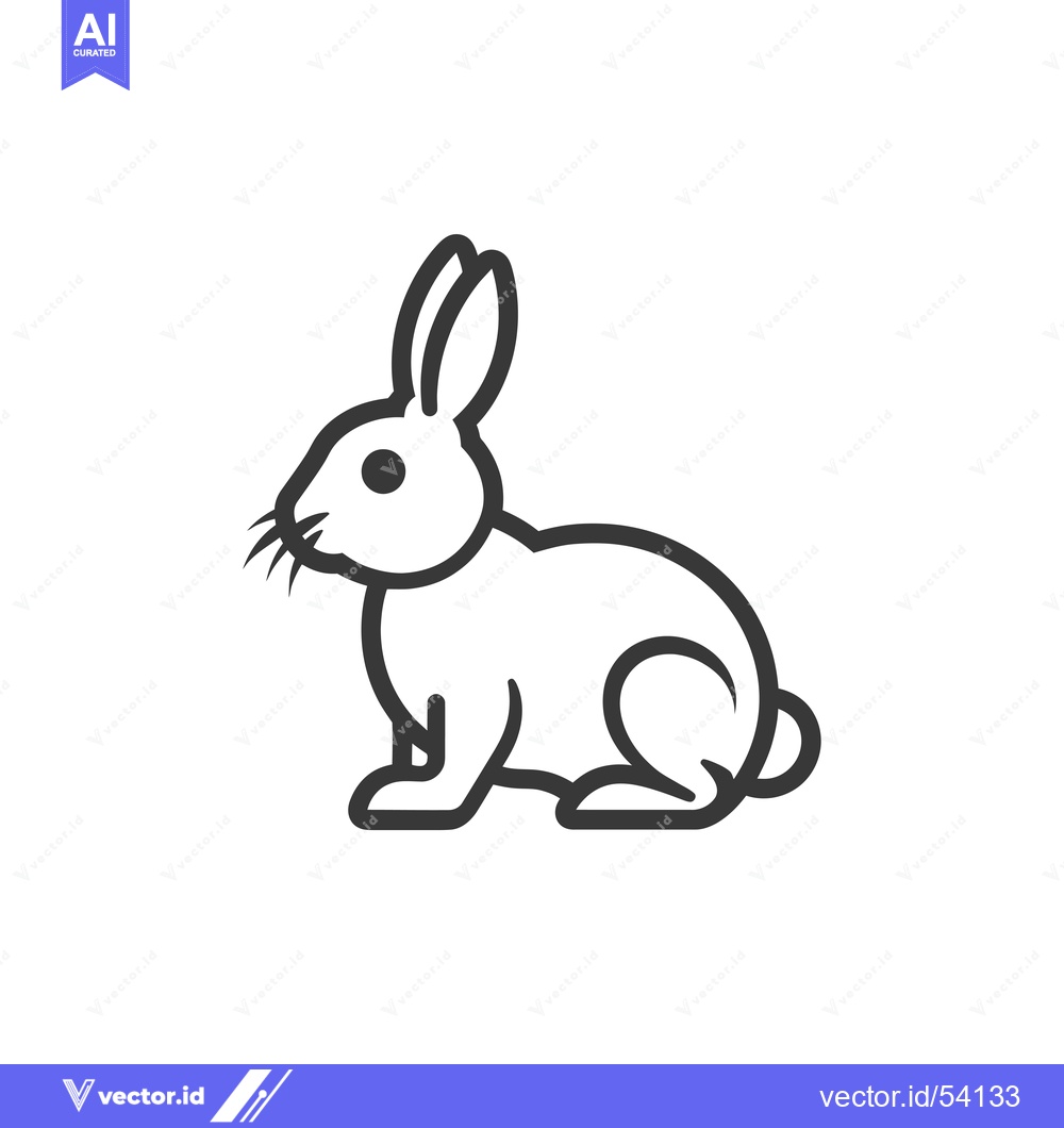 Premium Vector dari Line art illustration of a sitting rabbit