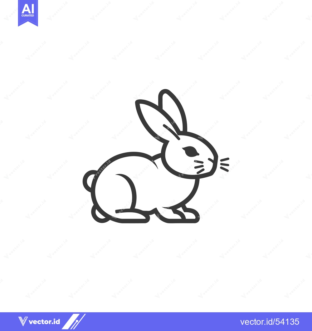 Premium Vector of Line art illustration of a sitting rabbit