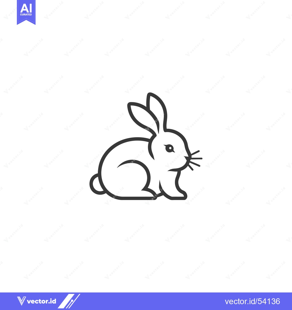 Premium Vector dari Line Art Illustration of a Sitting Rabbit
