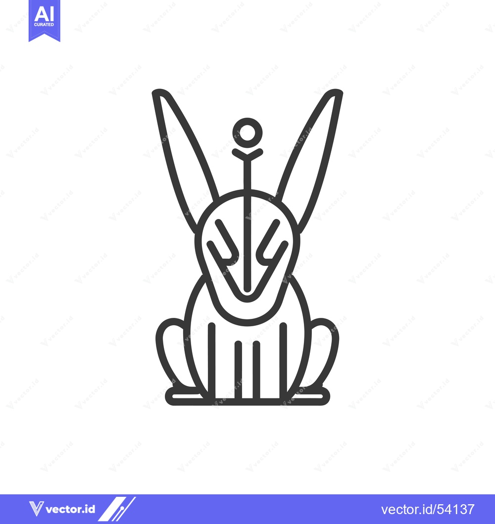 Premium Vector of Line Art Illustration of a Sitting Rabbit with a Circle on Top of its