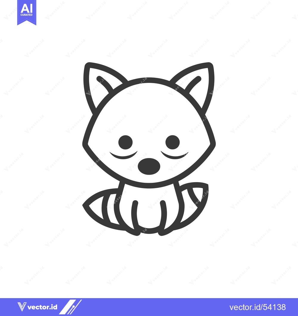 Premium Vector of Line Art Illustration of a Sitting Raccoon