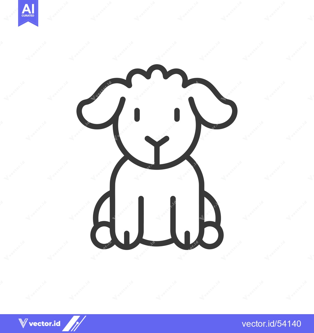 Premium Vector of Line Art Illustration of a Sitting Sheep