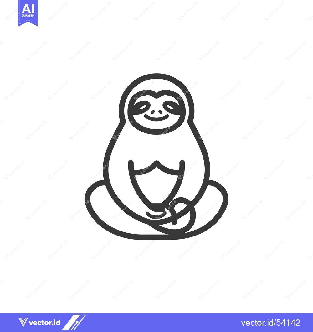 Premium Vector dari Line Art Illustration of a Sitting Sloth