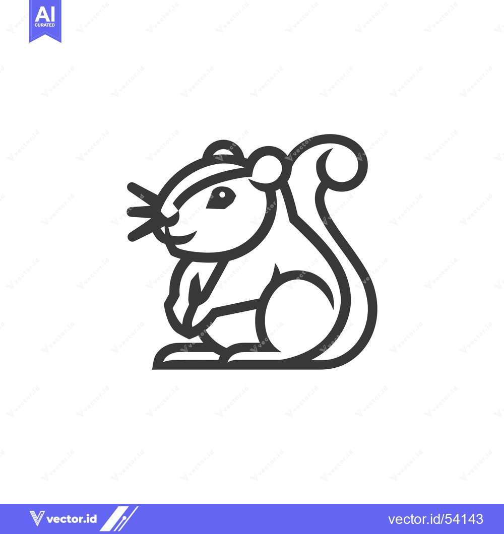Premium Vector of Line Art Illustration of a Sitting Squirrel