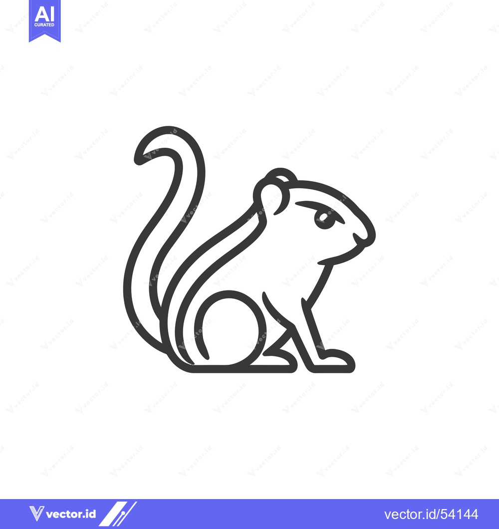 Premium Vector dari Line Art Illustration of a Sitting Squirrel