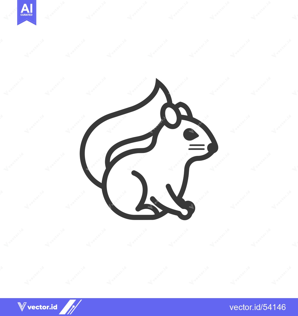Premium Vector dari Line Art Illustration of a Sitting Squirrel