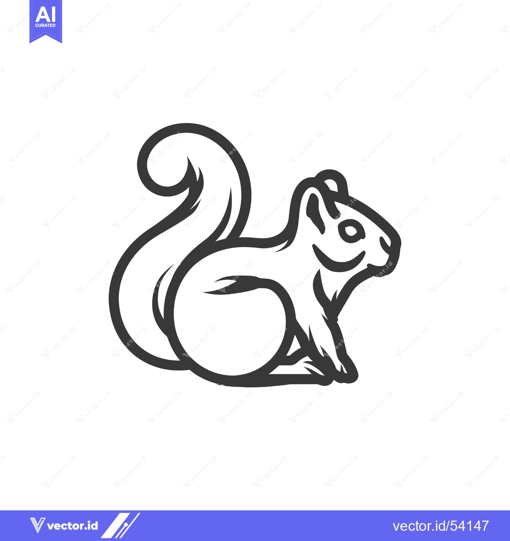 Premium Vector dari Line Art Illustration of a Sitting Squirrel