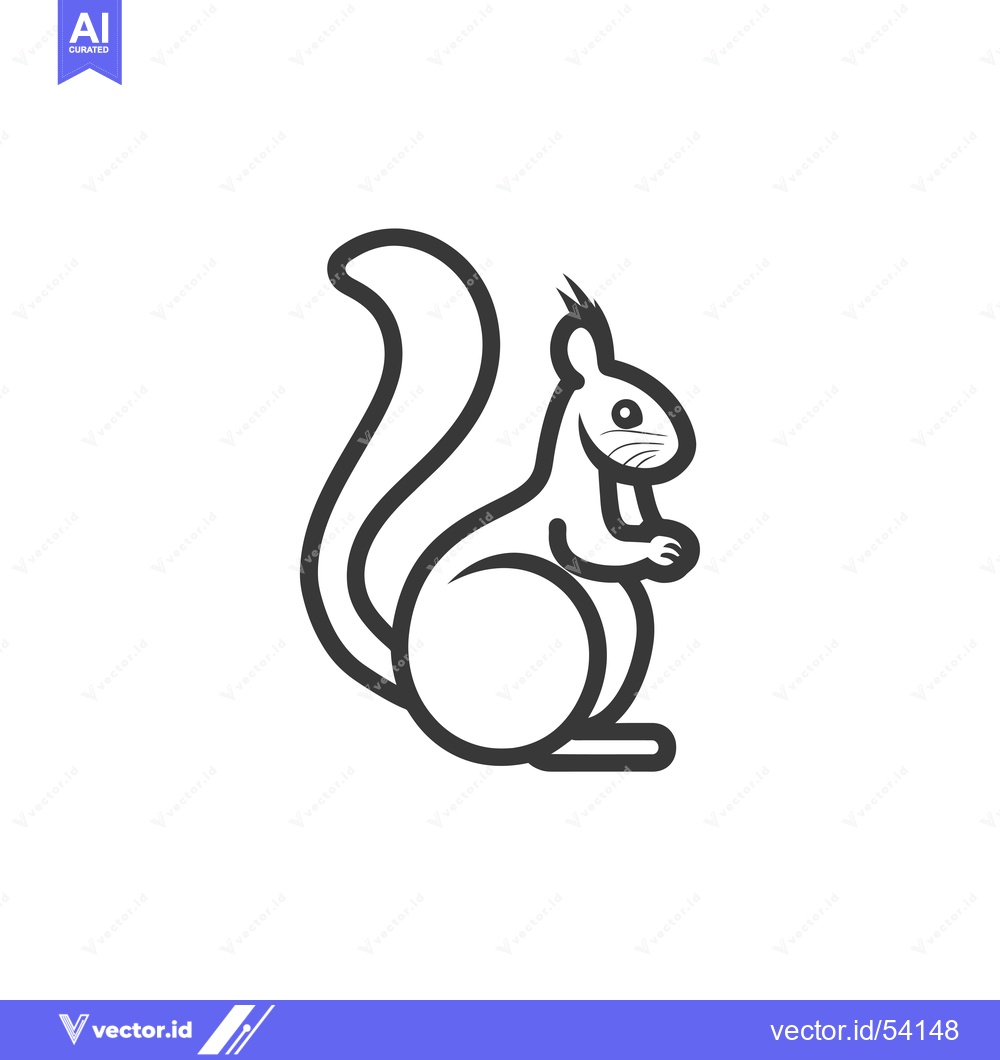 Premium Vector dari Line Art Illustration of a Sitting Squirrel