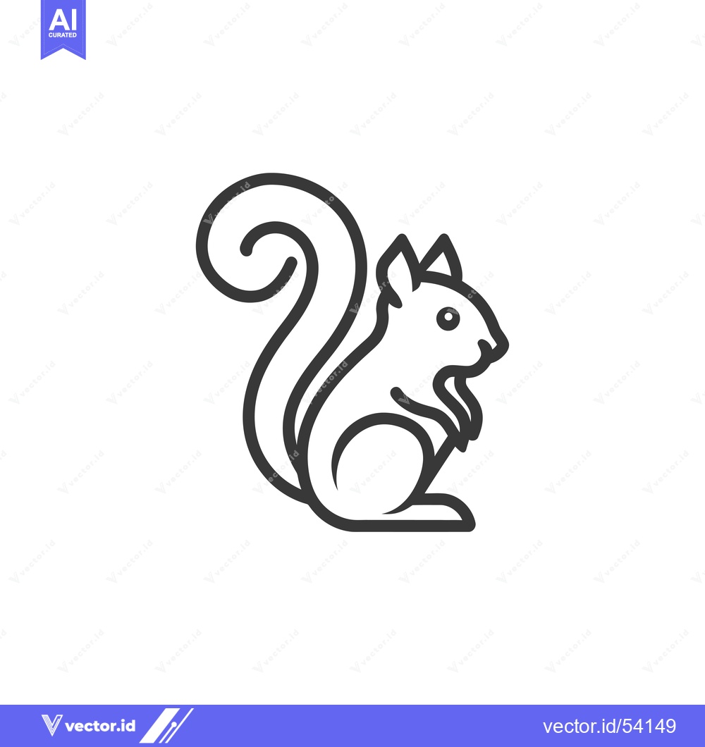 Premium Vector of Line Art Illustration of a Sitting Squirrel