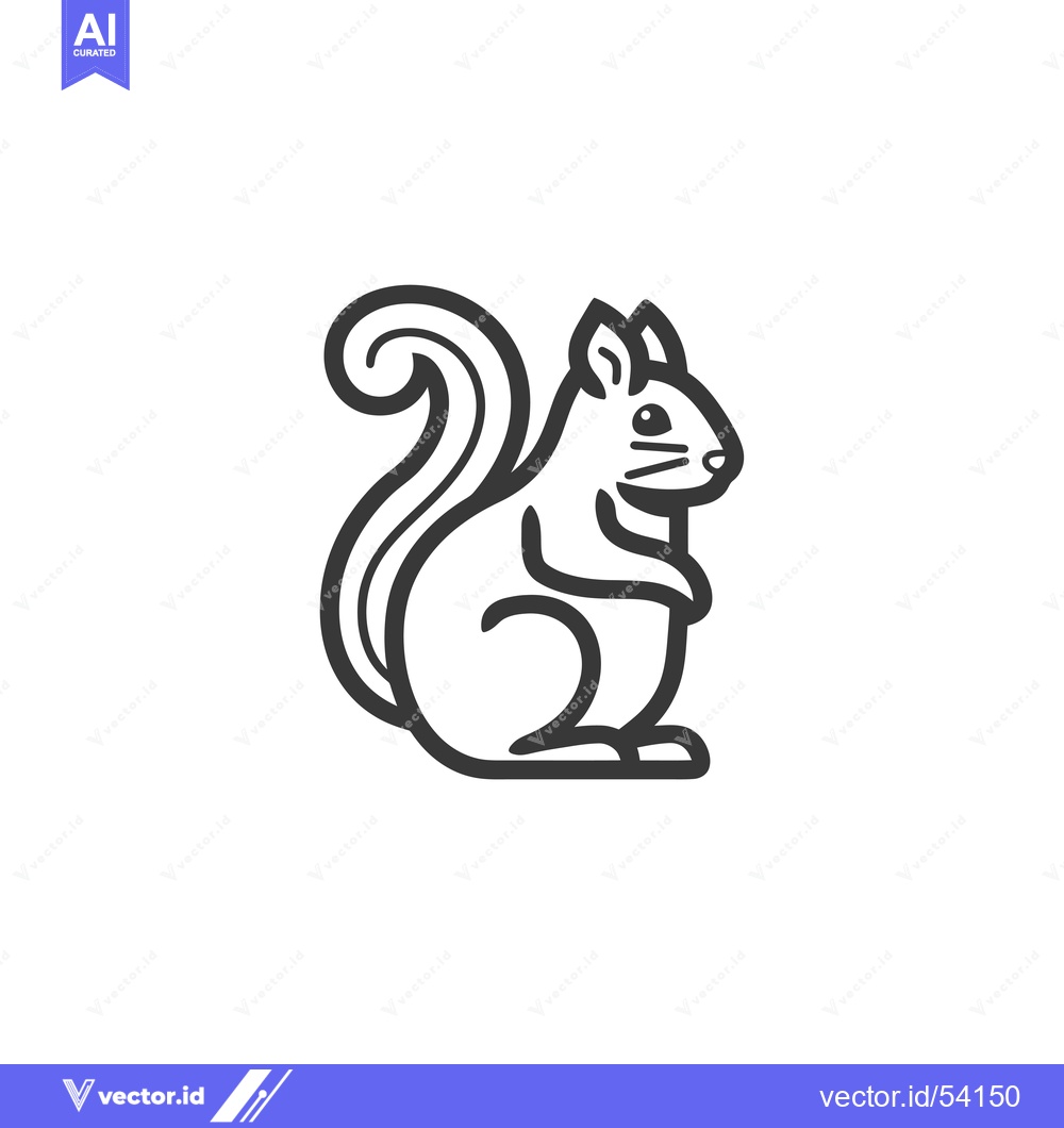 Premium Vector of Line art illustration of a sitting squirrel