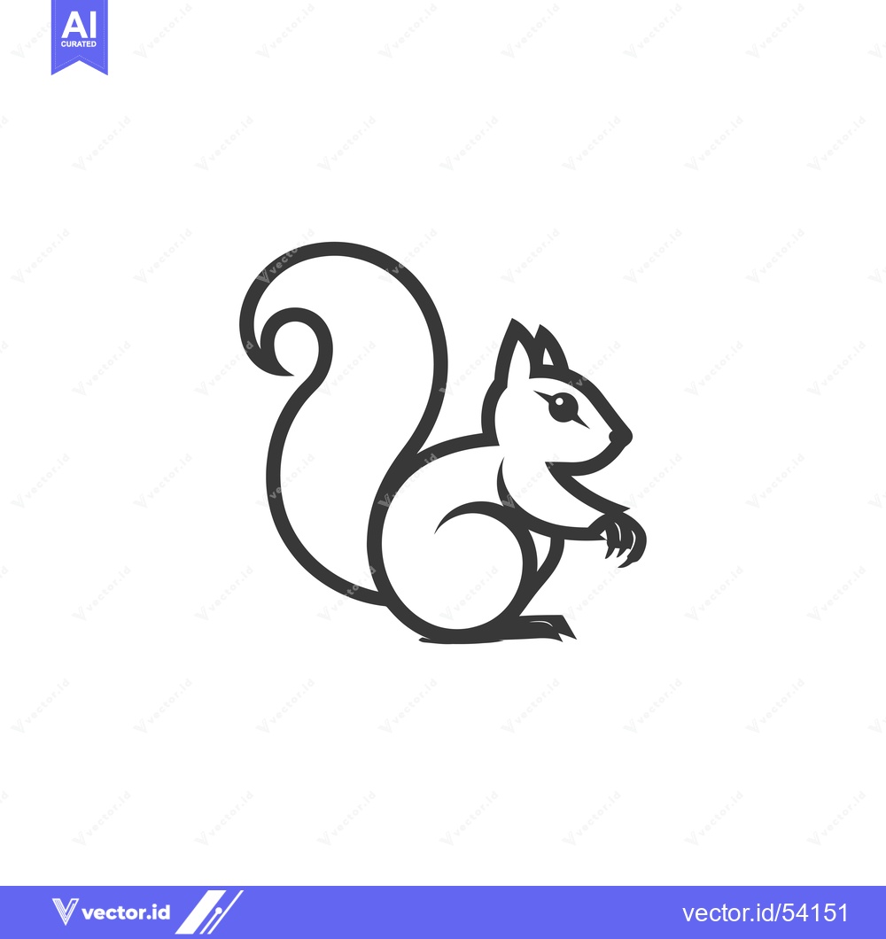 Premium Vector dari Line Art Illustration of a Sitting Squirrel