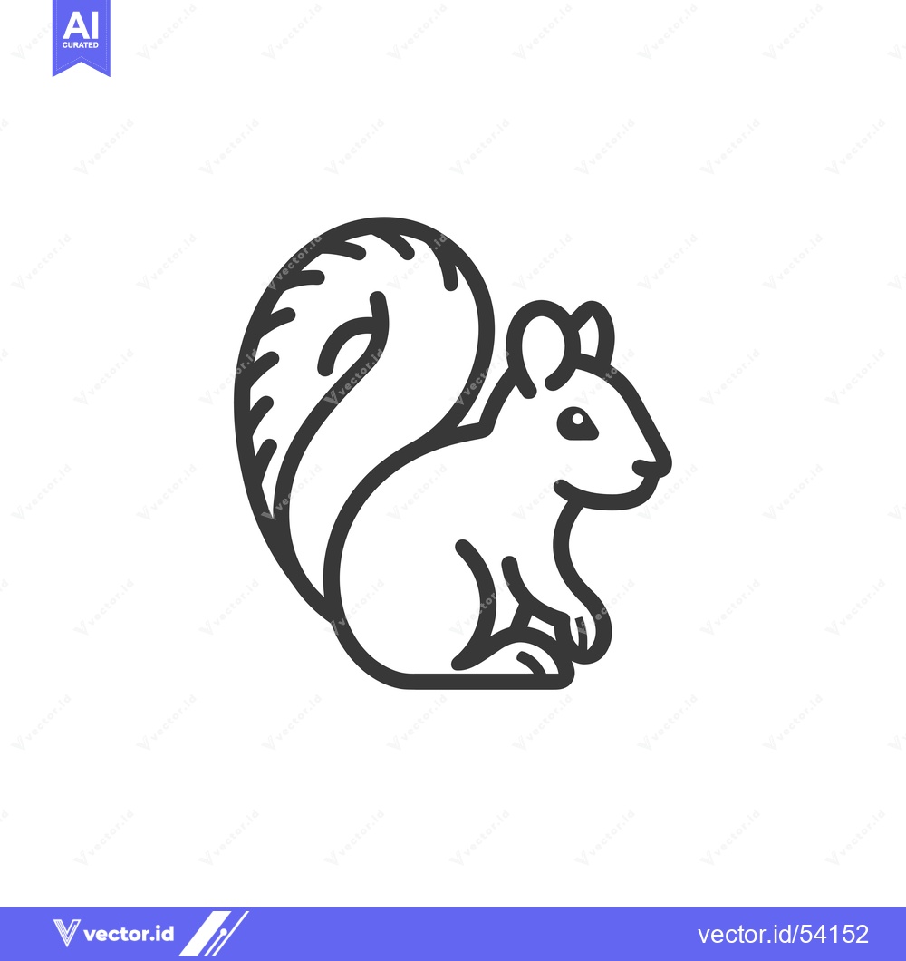 Premium Vector of Line Art Illustration of a Sitting Squirrel
