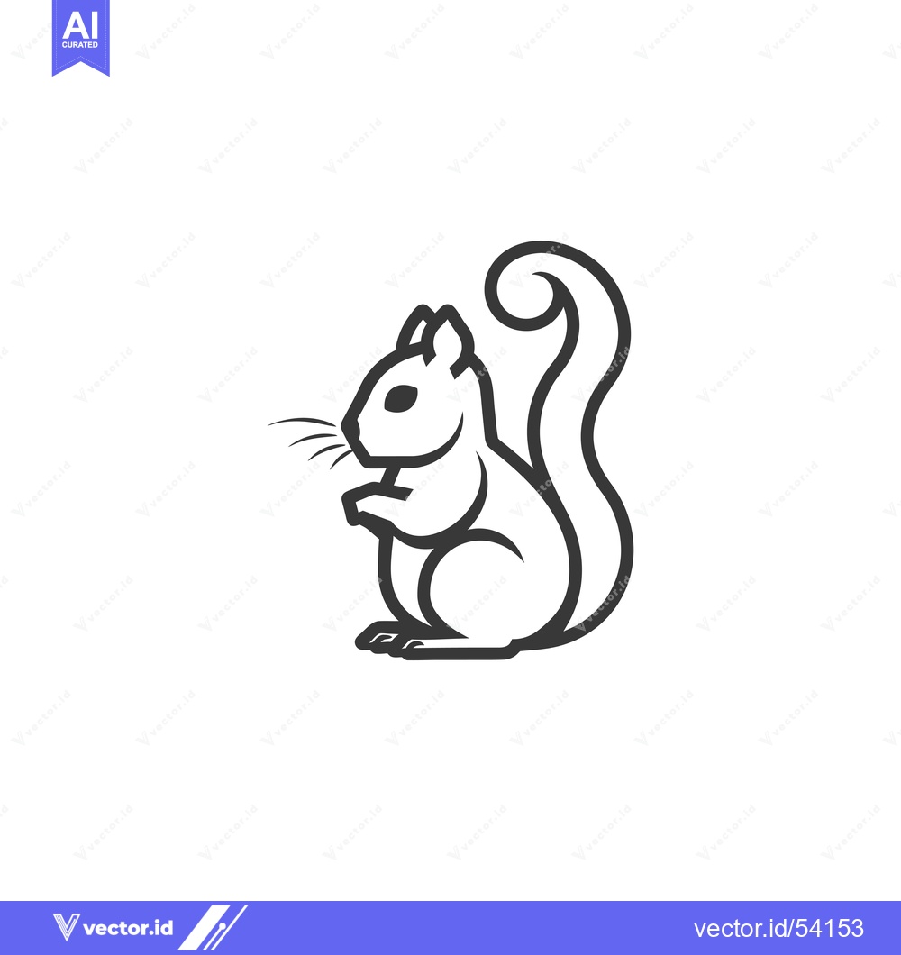Premium Vector dari Line Art Illustration of a Sitting Squirrel
