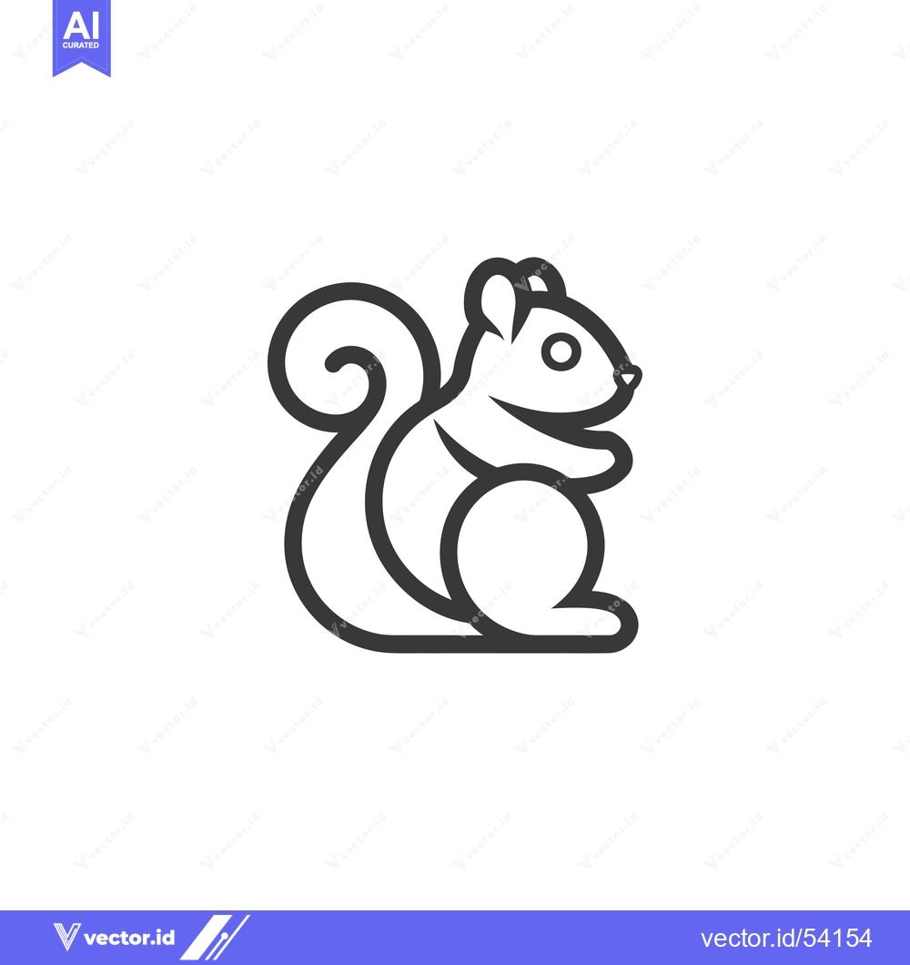 Premium Vector of Line Art Illustration of a Sitting Squirrel