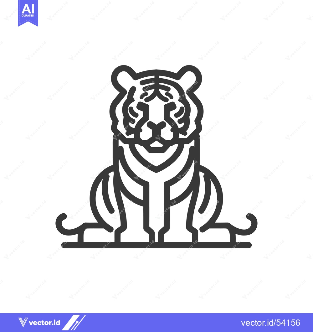 Premium Vector dari Line Art Illustration of a Sitting Tiger