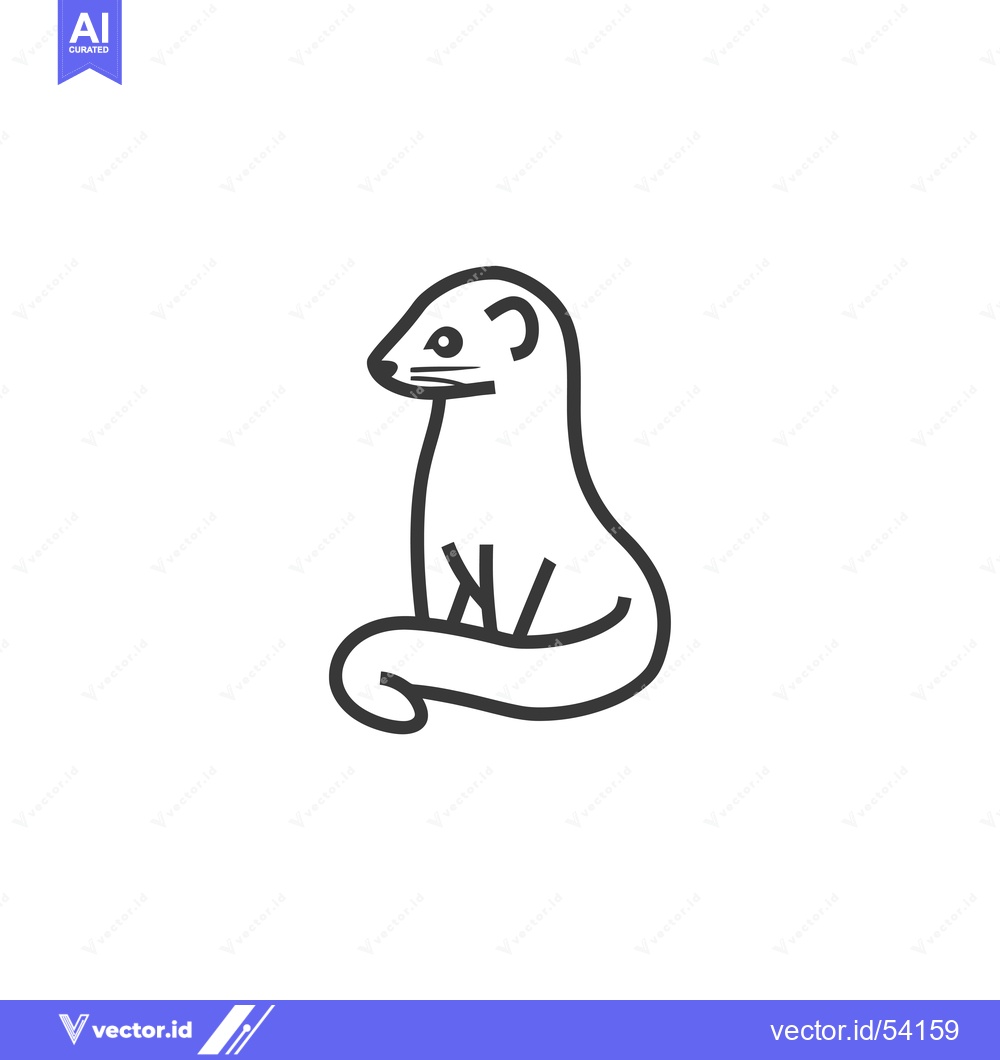 Premium Vector dari Line Art Illustration of a Sitting Weasel