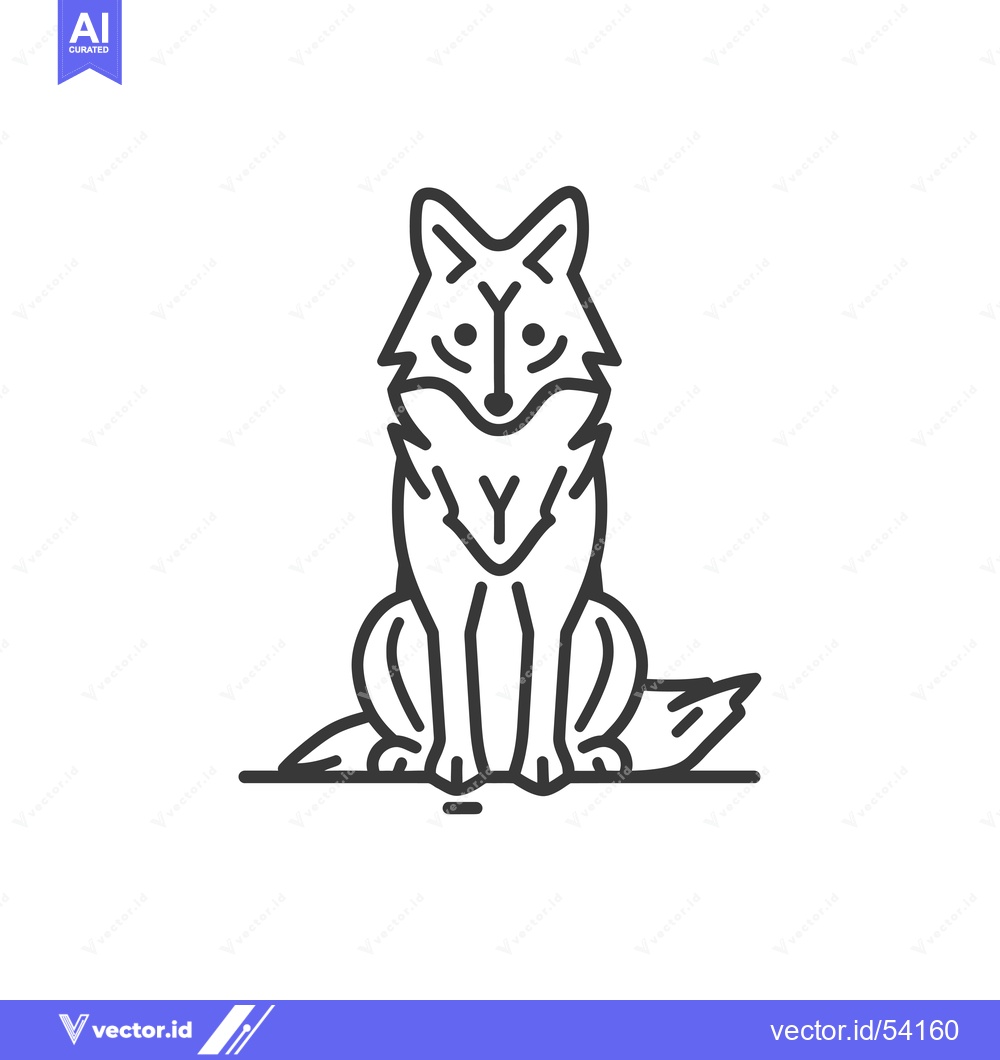 Premium Vector dari Line Art Illustration of a Sitting Wolf