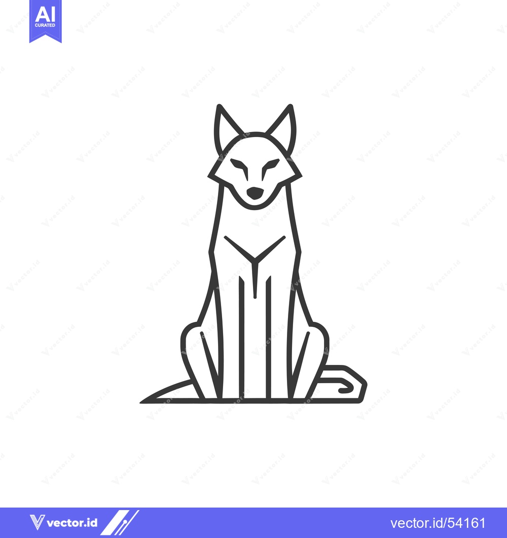 Premium Vector dari Line Art Illustration of a Sitting Wolf