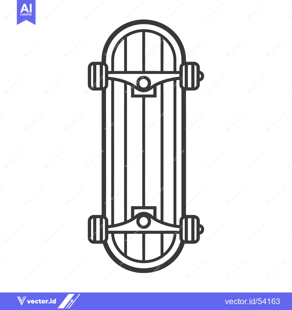 Premium Vector dari Line Art Illustration of a Skateboard